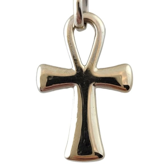 18K White Gold Cross Pendant Necklace #16445